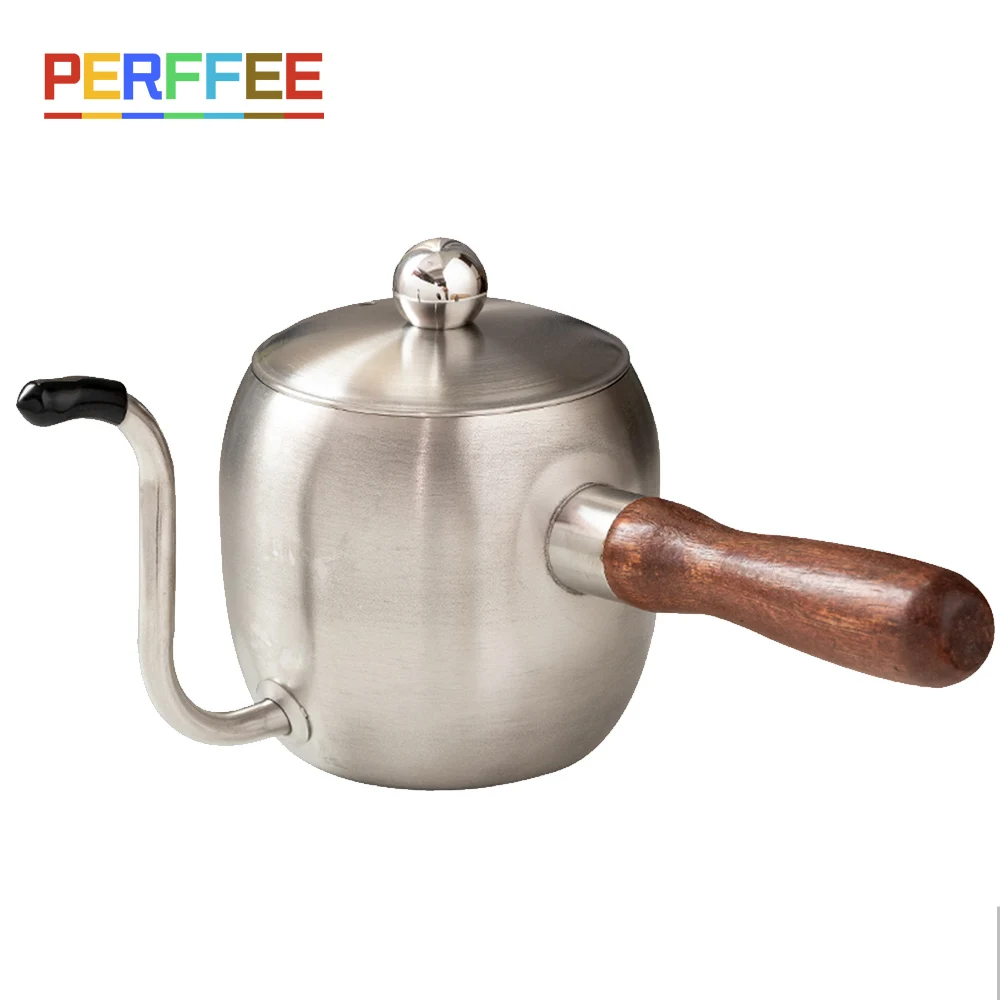 

Drip Kettle Coffee Tea Pot Stainless Steel Gooseneck Spout Pour Over Drip Coffee kettle with Wood Handle Coffee Teapot 500ml