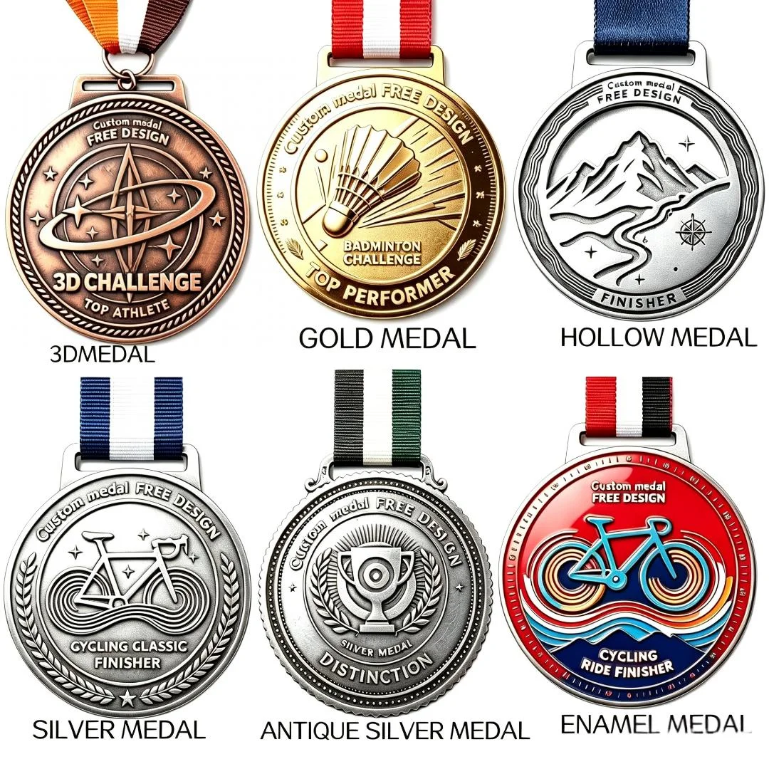 Custom Zinc Alloy Sports Medal | Marathon, Cycling, Volleyball Medal with UV Printed Ribbon, Blank Medal
