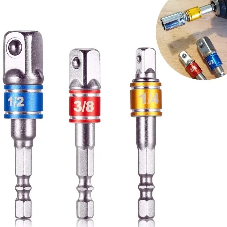 Extended Converter Power Drill Hex To High Speed Nut Male Square Wrench 1/4 3/8 1/2 Impact Driver Socket Extension Adapter