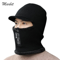 New Men Winter Warm Wool Hat Outdoor Ear Protection Hats Warm Thick Bicycle Knitted Capd Scarf Windproof Visors Cap Tide