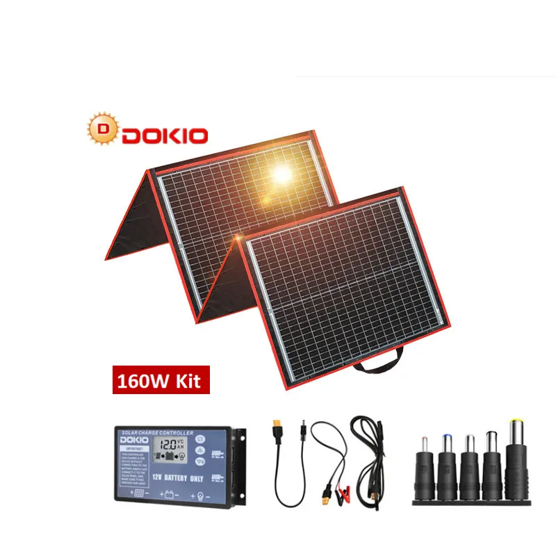 

DOKIO 18V 150W Solar Panel Monocrystalline Charge 12V Portable Foldable Solar Panel China For Boats/Out-Door Camping/Car/RV