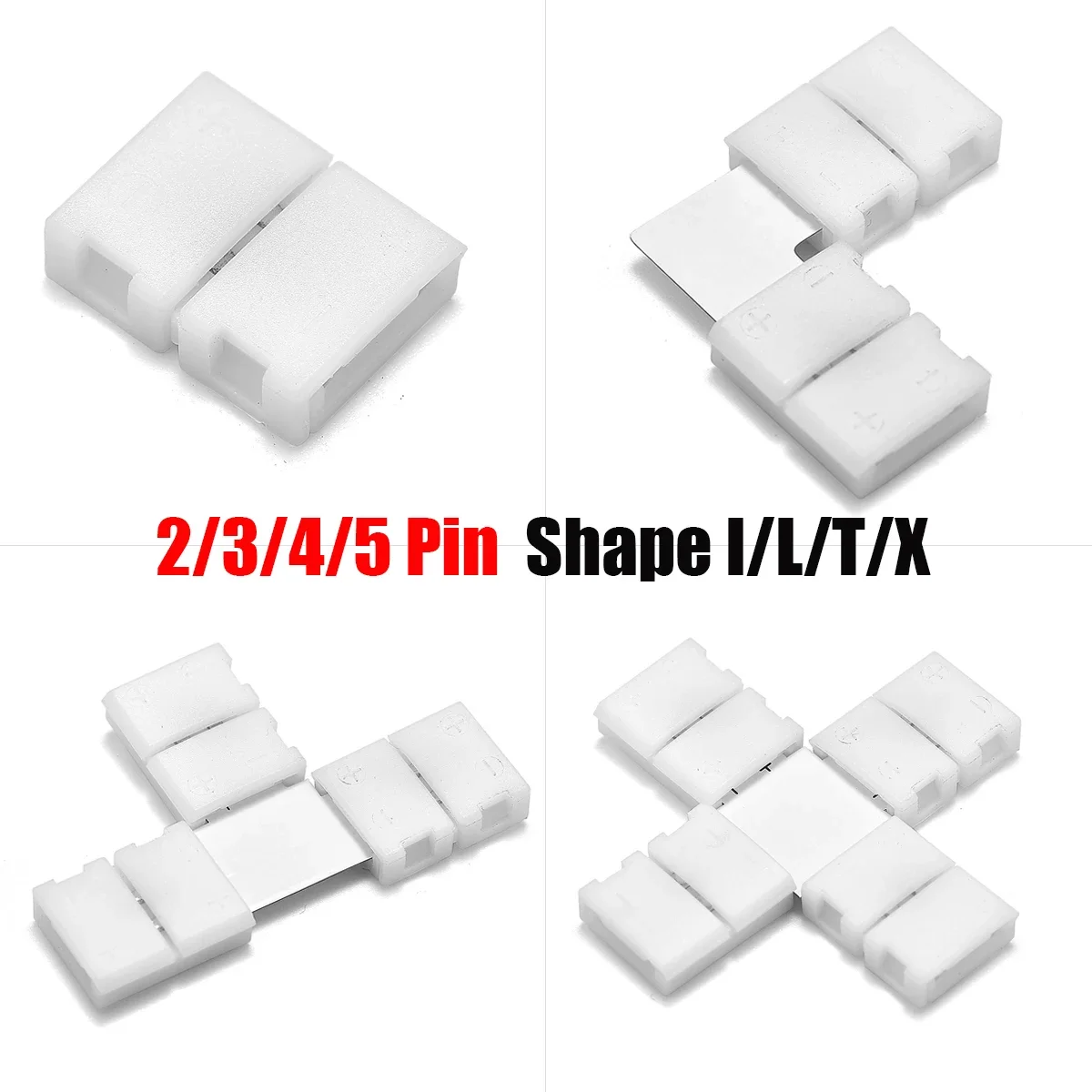 

2/3/4/5Pin LED Strip Connector 8/10mm Free Soldering Tape Lights Connector for 5050 3528 LED Single Color RGB RGBWW Strip Light