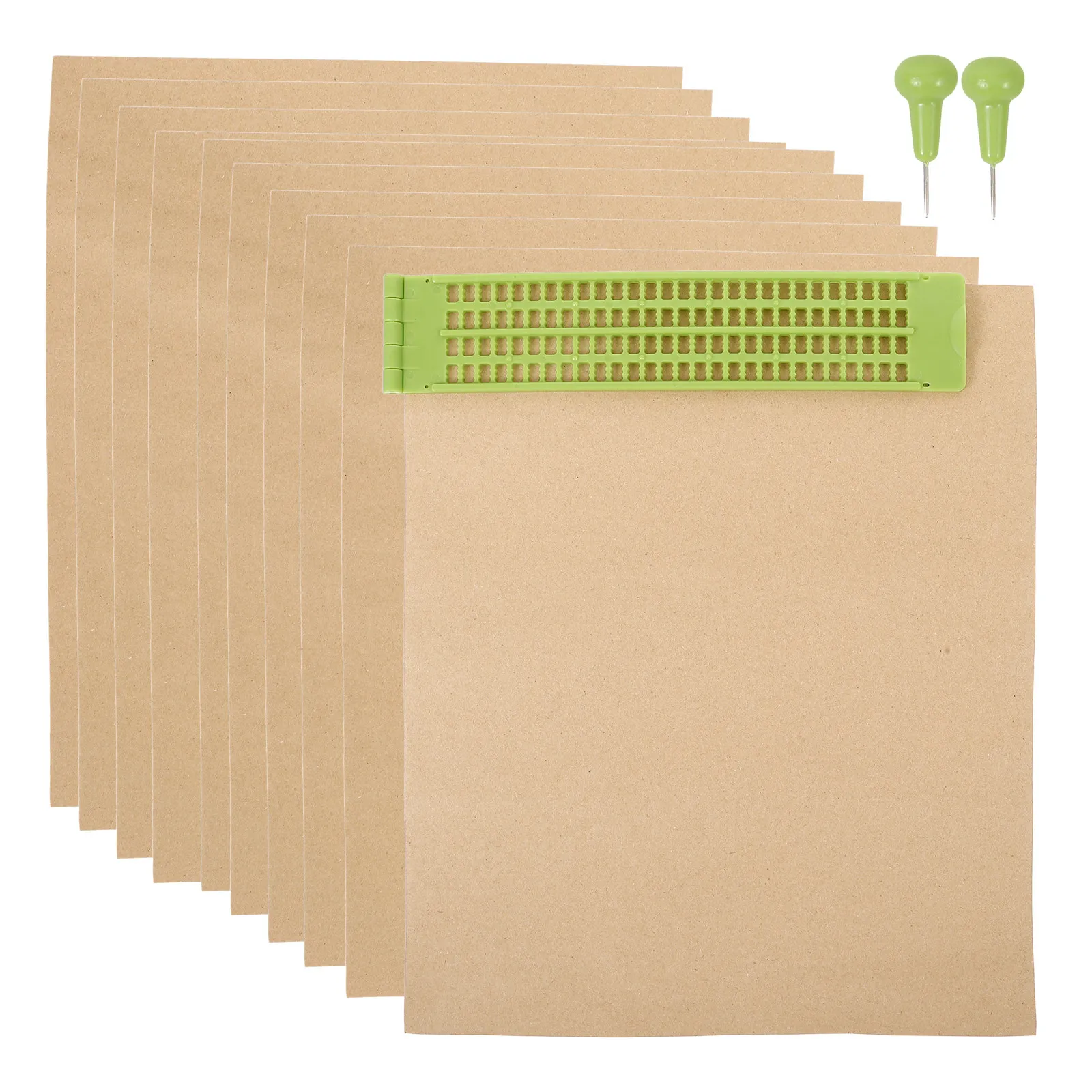 1Set Compact Braille Writing and Stylus Set for Blind Students Reusable Plastic Braille Board Lightweight Learning Writing