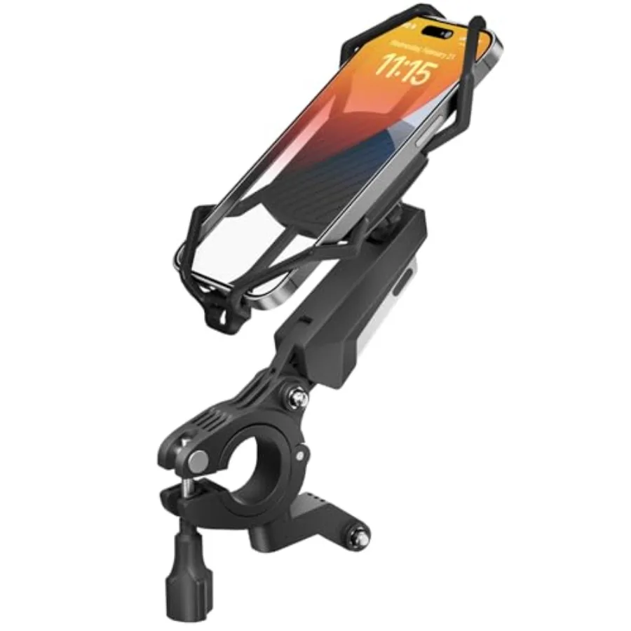 

Bike Phone Holder Motorcycle Phone Mount Compatible for 4.77.2 Phones Quick Lock ShockAbsorbing Spring Arm 360Degree Rot
