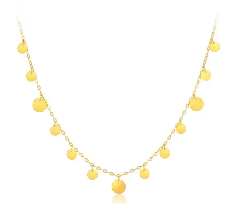 

18k real gold sequin necklaces for women 13pcs sequin fine gold chains adjustable necklace