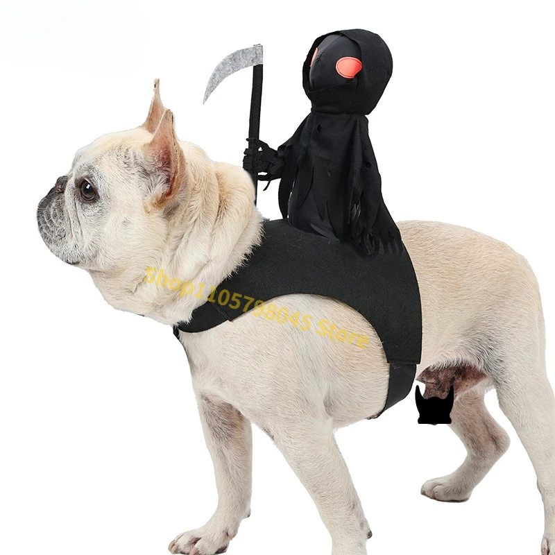 Novelty Design Pet Halloween Costume Ride-on Style Dog Cat Cosplay Clothes Funny Puppy Transformation Outfit for Holiday Cosplay