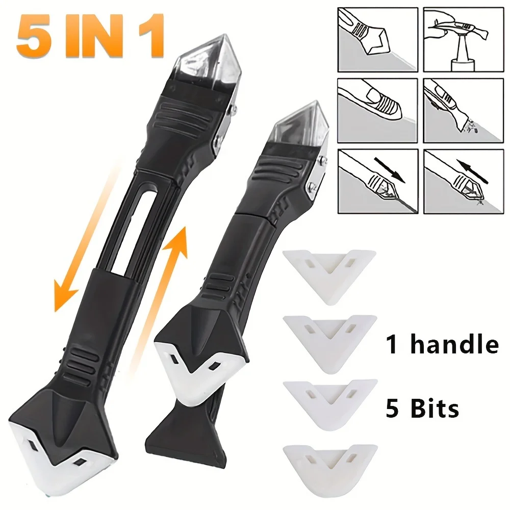 5-in-1 Silicone Caulking Scraper and Tool Kit Effortless Adhesive Removal No Electricity Required with Intermediate Blades New