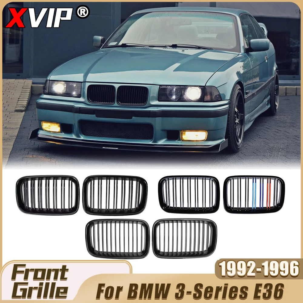 

XVIP Black Single Line Style Racing Grille Glossy M-Color Double Line Style Bumper Grille Grill For BMW 3-Series E36 1992-1996