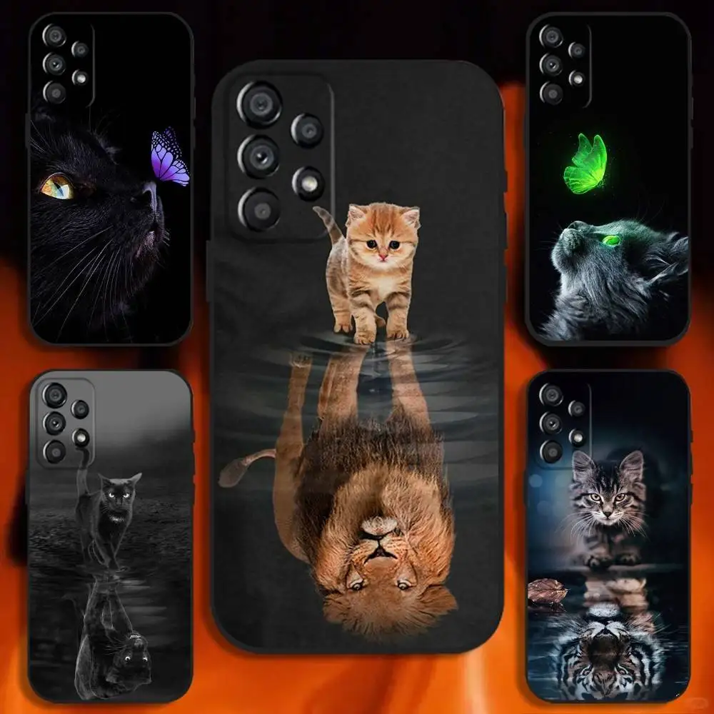 

Cool Animal Big Cat Phone Case For Samsung Galaxy A20,A21s,A22,A31,A32,A52,A53,A72,73,A80 Soft Black Cover