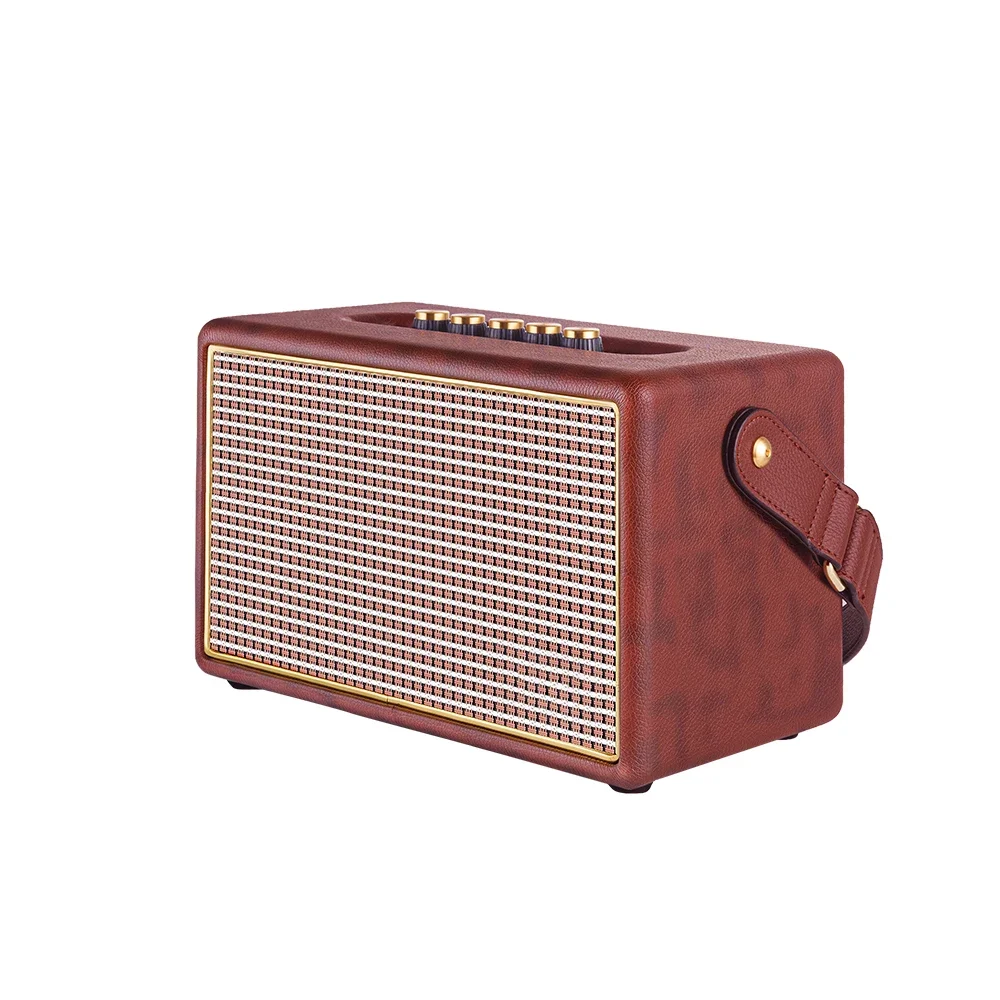 45W Elegant Wireless Vintage audio PU leather 50s 60s memory speakers Smart Radio AM FM  Speaker wifi  for