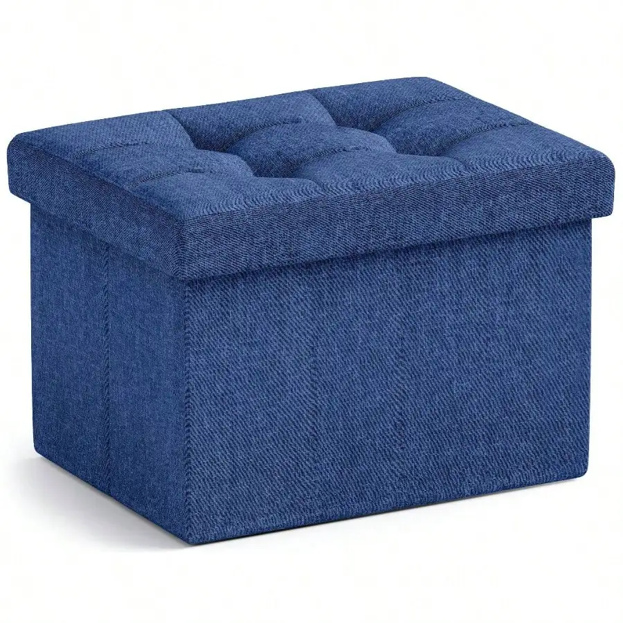 Home 1 Pack Small Storage Ottoman Foldable Collapsible Rectangle Linen Ottoman Foot Rest Stool Living Room Bedroom Home Office