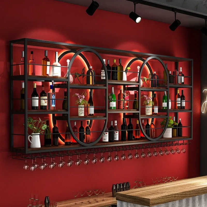 

Гостиная Бар Столовая Украшение Настенная стойка для выставки товаров красного вина Барная стойка Винная стойка Железный винный шкаф Стеллаж для хранения