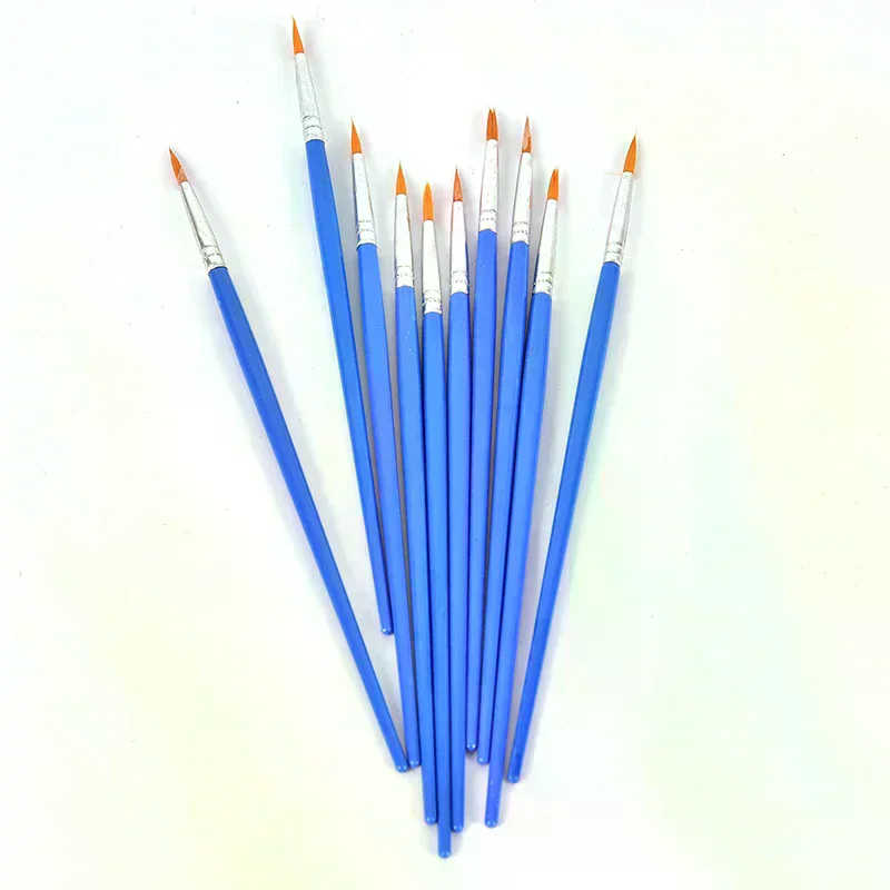 10Pcs Painting Brushes Set Art Round Nylon Hair Paint Brush for Oil Acrylic Watercolor Kids/Artists/Beginners/Students ﻿