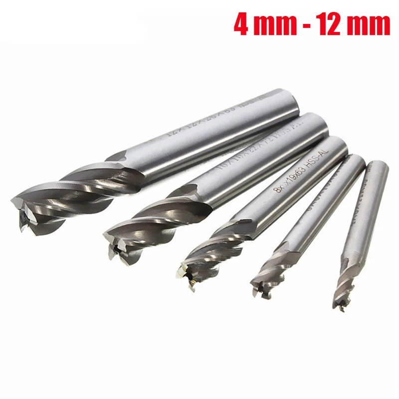 5 ชิ้น/เซ็ตตรง Shank End Mill เครื่องตัด 4 ขลุ่ย Hss เจาะบิต 4/6/8/10/12 มม.สําหรับเครื่องกัด Cnc เครื่องมือ