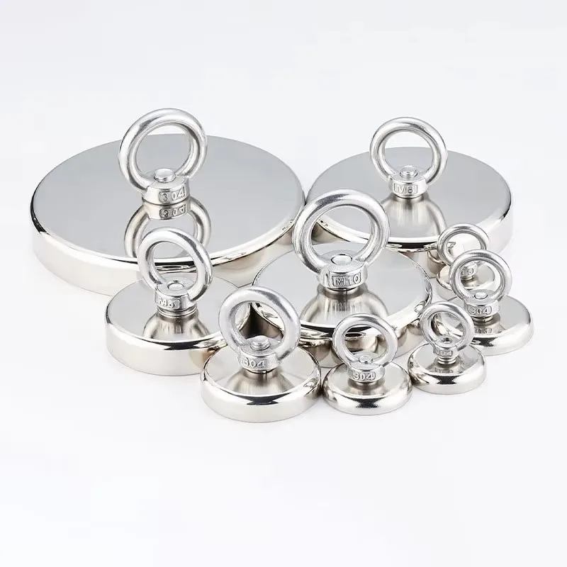 Super Strong Magnetic Fishing Magnet Hooks N52 Heavy Duty Rust-proof Metal Magnet With Countersunk Hole Eyebolt Salvage Magnets