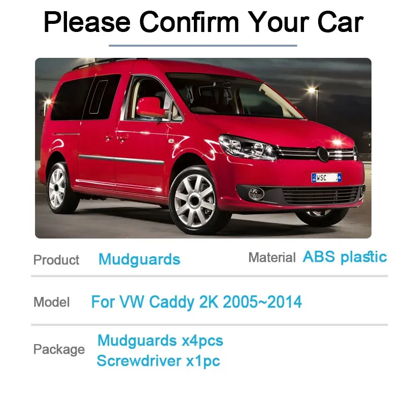 4PCS Car Fender For Volkswagen VW Caddy 2K 2005~2014 2010 Front Rear Mud Guard Splash Mudflaps Flap Mudguard Tools Accessories