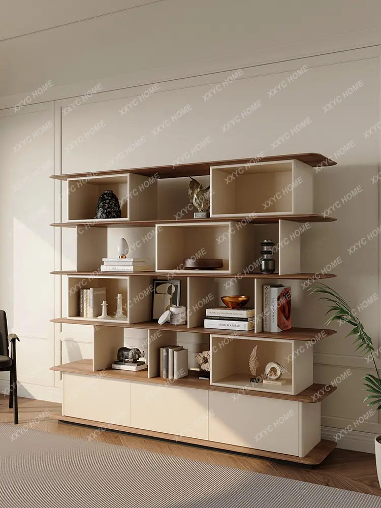 Modern simple floor-to-ceiling bookcase, shelf, bookshelf, office bookcase, integrated wall bookshelf, living room tea cabinet
