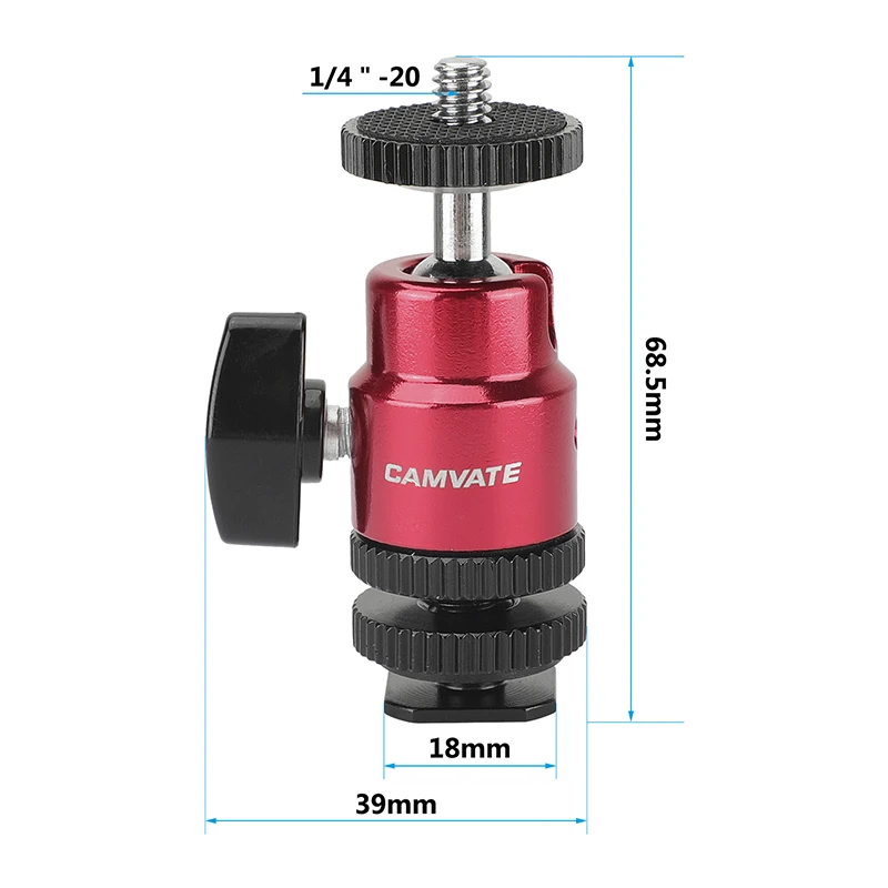 Głowica Mini piłka HDRIG z Adapter do montażu 360 ° (2-pak) do monitora/mikrofonu/ramka do kamery DSLR lampa wideo