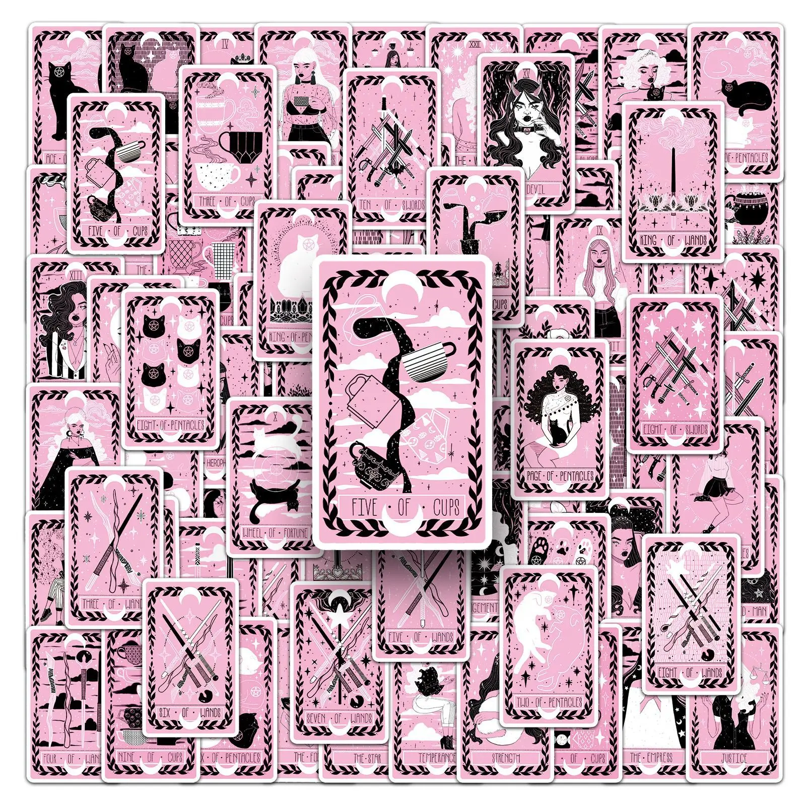 10/30/78PCS Black Pink Tarot Cards Cartoon Sticker DIY Phone Laptop Luggage Skateboard Graffiti Decals Fun for Toy