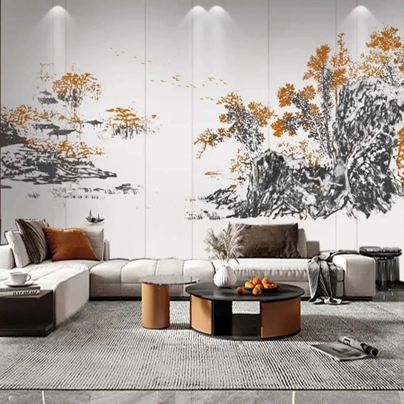 MU8139 Wall Mural Modern Art Hand Painted Leaves Fruit Murals Wall Cloth Dining Room Living Room Background Home Decor Wallpaper