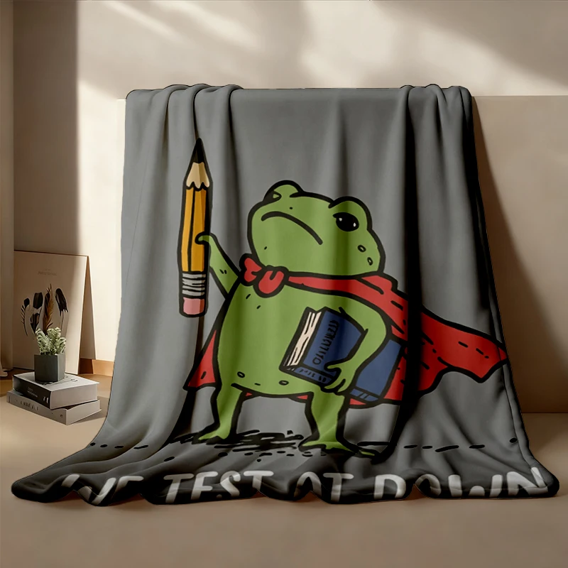We Test At Dawn Flannel Blanket, Funny Teacher Frog Cozy Blanket, Teacher Humor Warm, Exam Day Flannel Throw