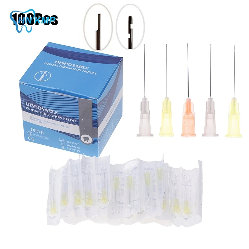 100pcs/Bag Dental Syringe tips Endo Irrigation Root Canal Washing Needle Tip 25G/27G/30GA 30G Endo Oral Care Tooth Cleaning