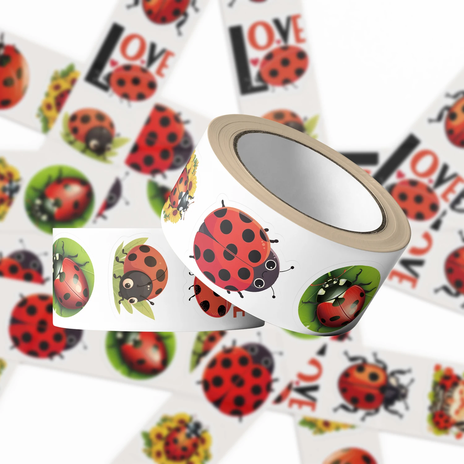500pcs Ladybug & Floral Stickers Reusable Decals in 10 Whimsical Patterns for Water Bottles Skateboards Luggage Laptops Phones
