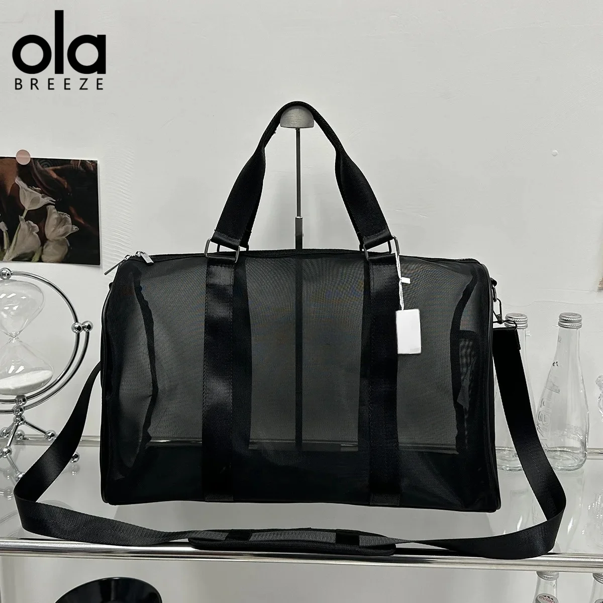 2026 NEW YOGA  Mesh bag, transparent fitness handbag, single shoulder mesh, large capacity yoga bag, beach storage bag