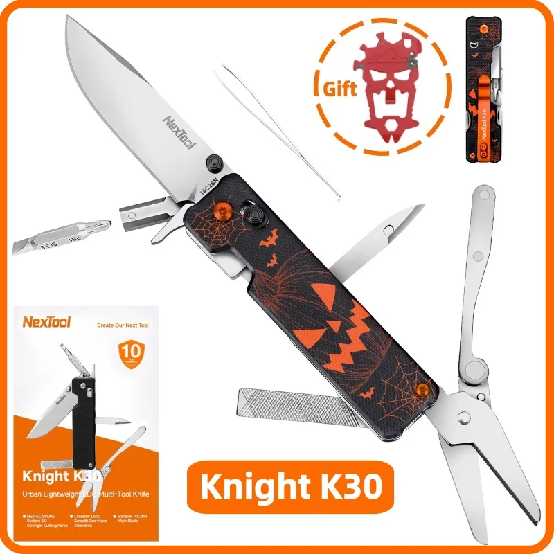 NexTool Knight K30 11-in-1 Multitool Halloween Pompoen Editie EDC Zakmes Outdoor Camping Draagbaar Handgereedschap Cadeau voor Hem