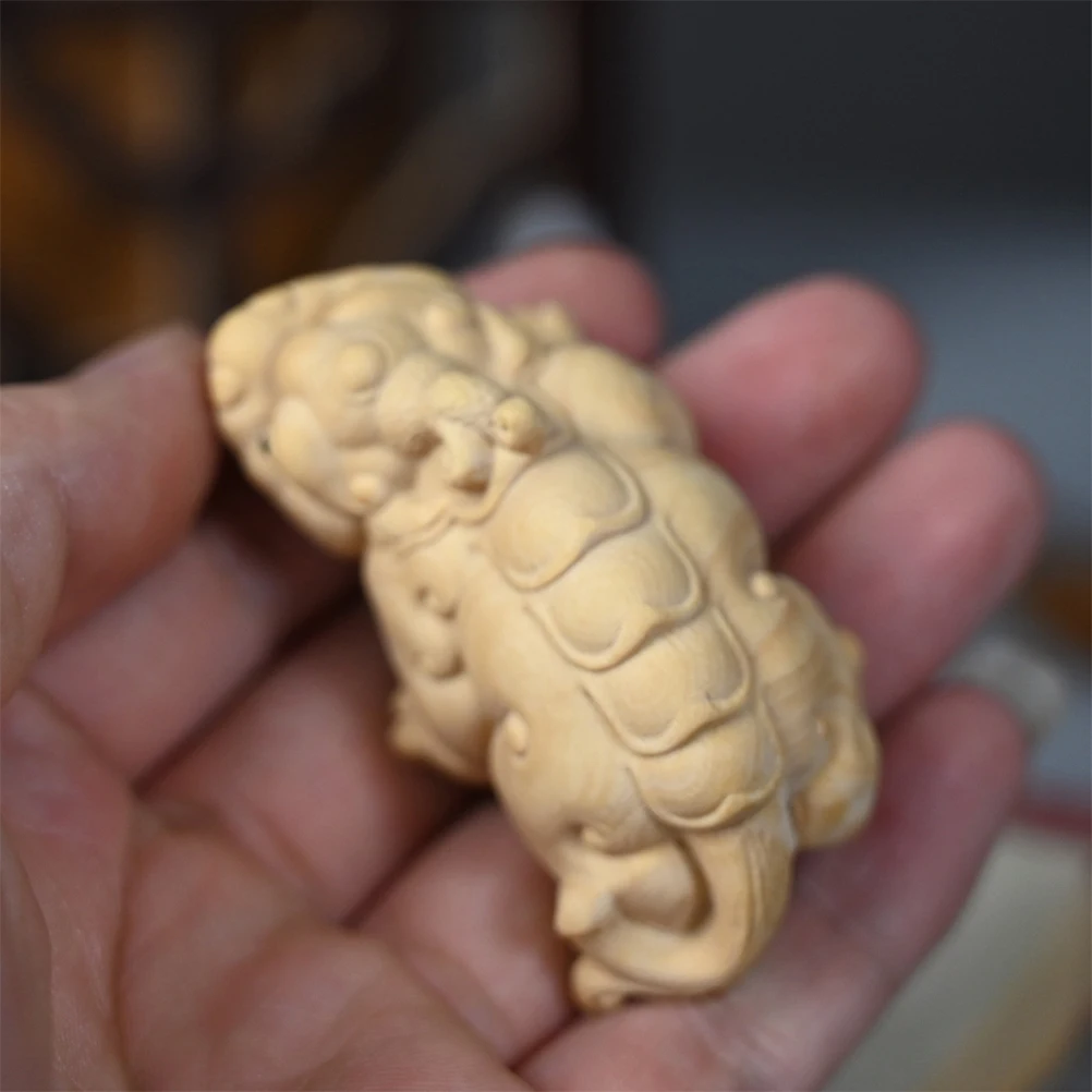 

Wooden Carved Decor Stable Flat Bottom Small Desktop Ornament Creative Wood Craft Handicraft for Home Office Desktop