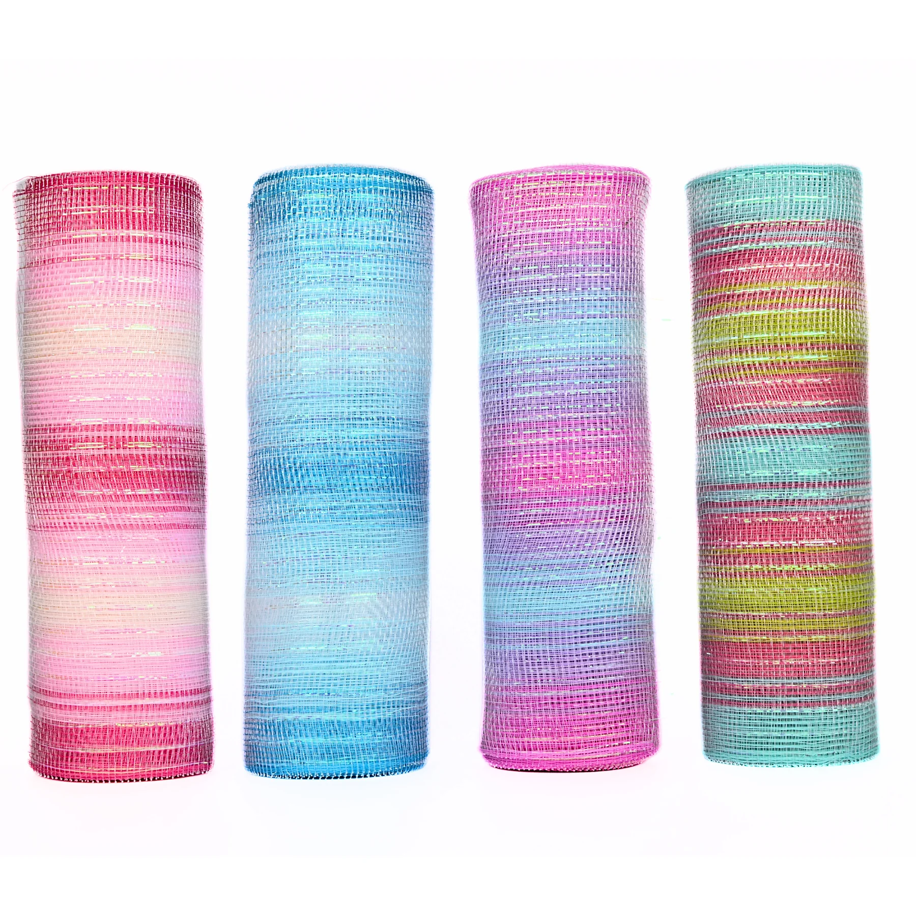 4 Rolls 10 Inch x 30 Feet Polyester Decorative Mesh ribbon with Metallic for holiday, New year  Wreaths, carft, front door decor