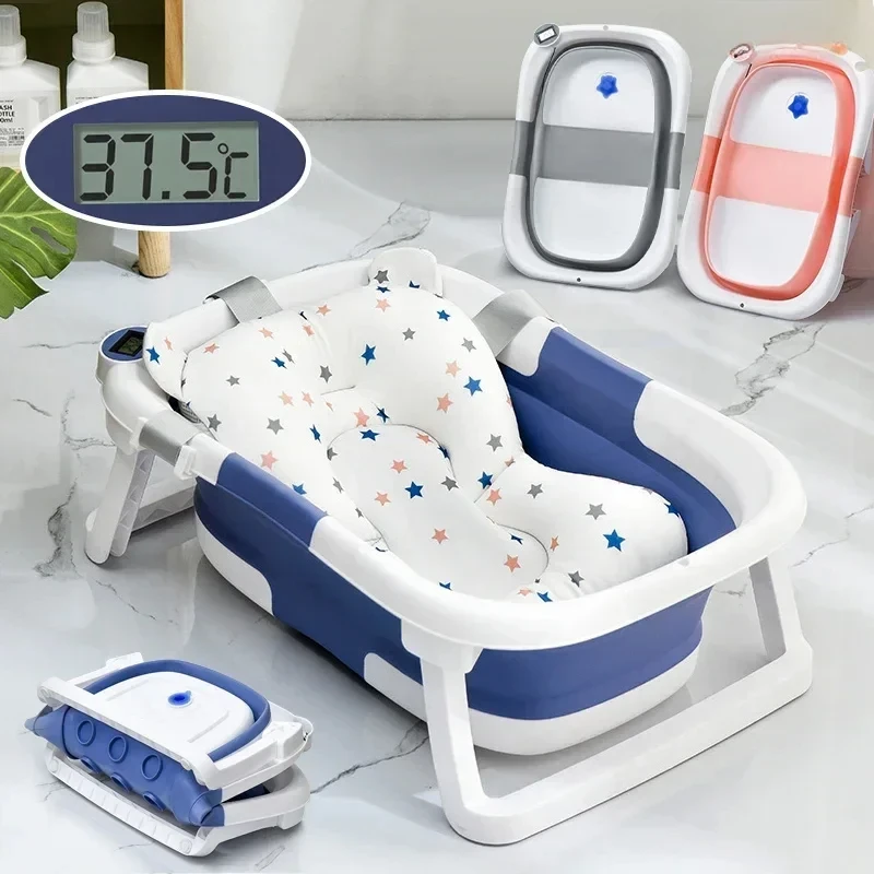 NEW Collapsible Baby Bathtub Real-time Temperature Bathtub Portable Travel Baby Bath Suitable for Babies 0-36 Months