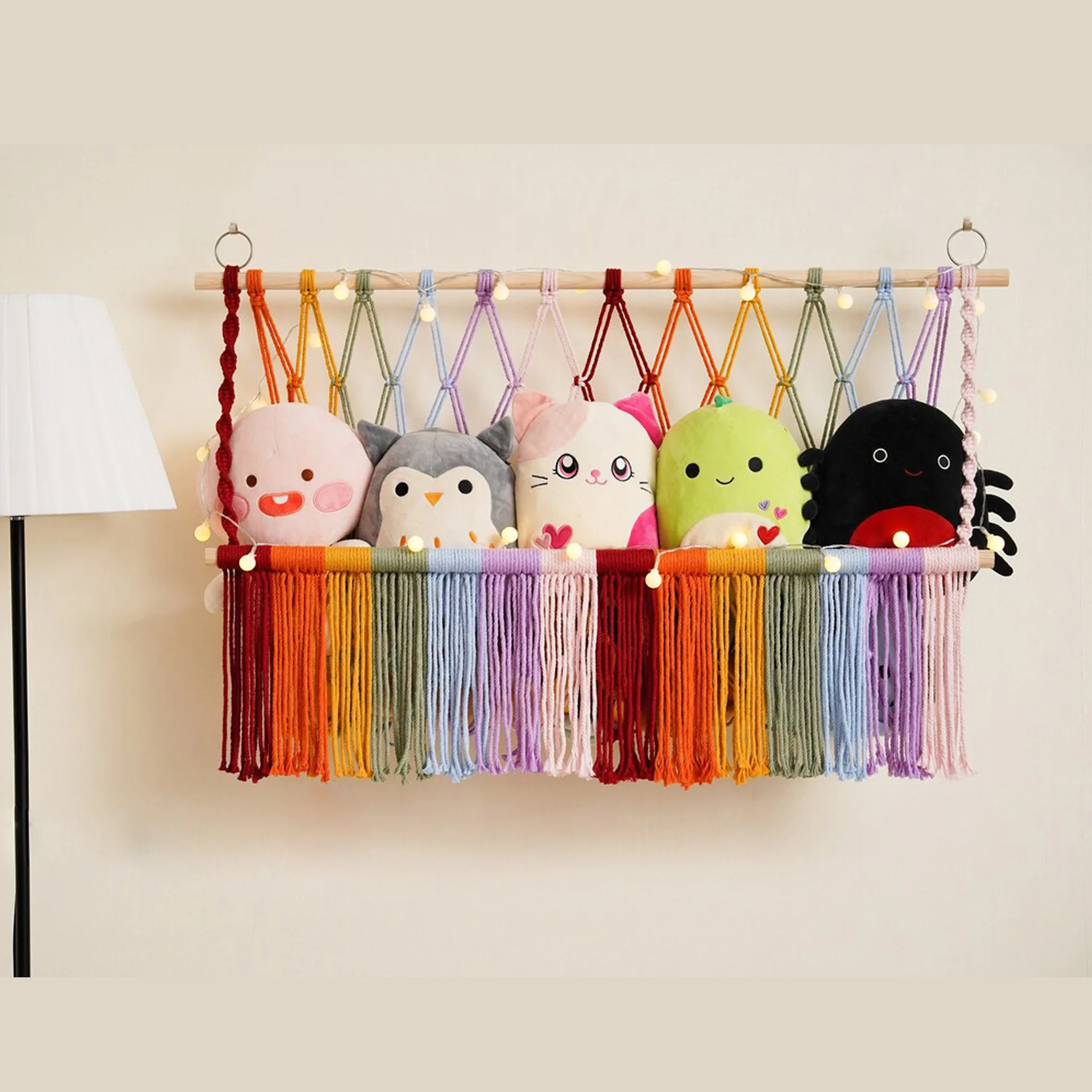 Kids Room Decoration Knitted Stuffed Animal Toy Storage Hanging Organizer Holder