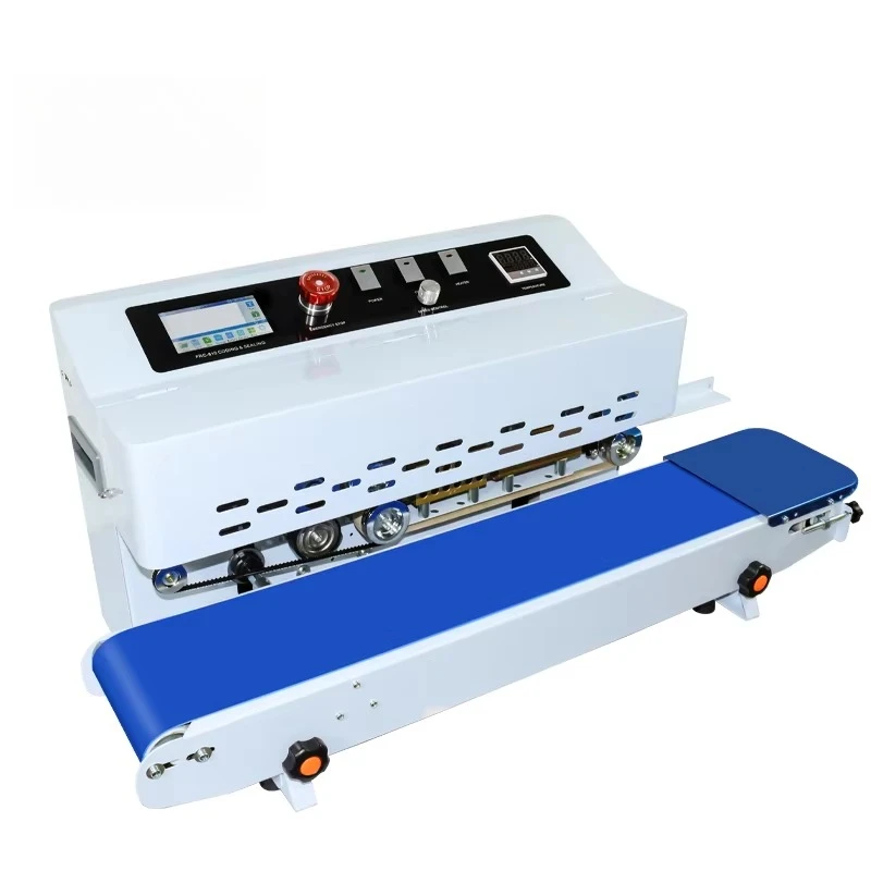 12.7mm Expiry Date QR Code Inkjet Printer Plastic Aluminum Foil Kraft Paper Bag Continuous Band Sealer Sealing Machine