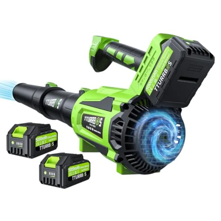 

Leaf Blower Cordless - 650CFM Brushless Motor Leaf Blower with 6-Speed Control and Ergonomic Handle - Includes 2 x 5.0Ah Batter