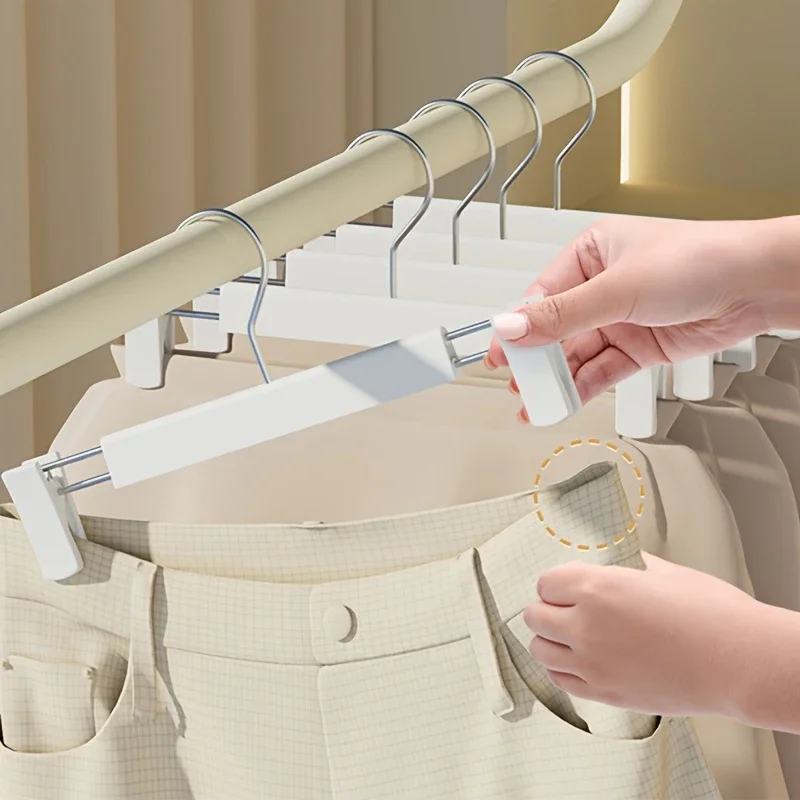 10 Stück Kleiderbügel für Hosen, platzsparende Rockhalter, verstellbare Clips, Hosenbügel, Kleidung, Mantel, Kleidung, Jeans, Kleiderbügel – Detail 4