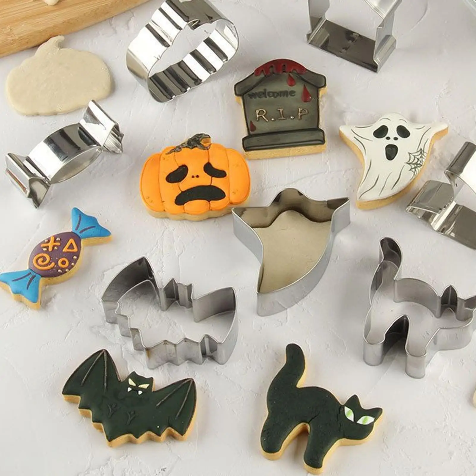 

Cookie Cutter Baking Cutter Molds Set Stainless Steel Mold for Holiday Party Wedding Cakes Kids School Projects Classroom