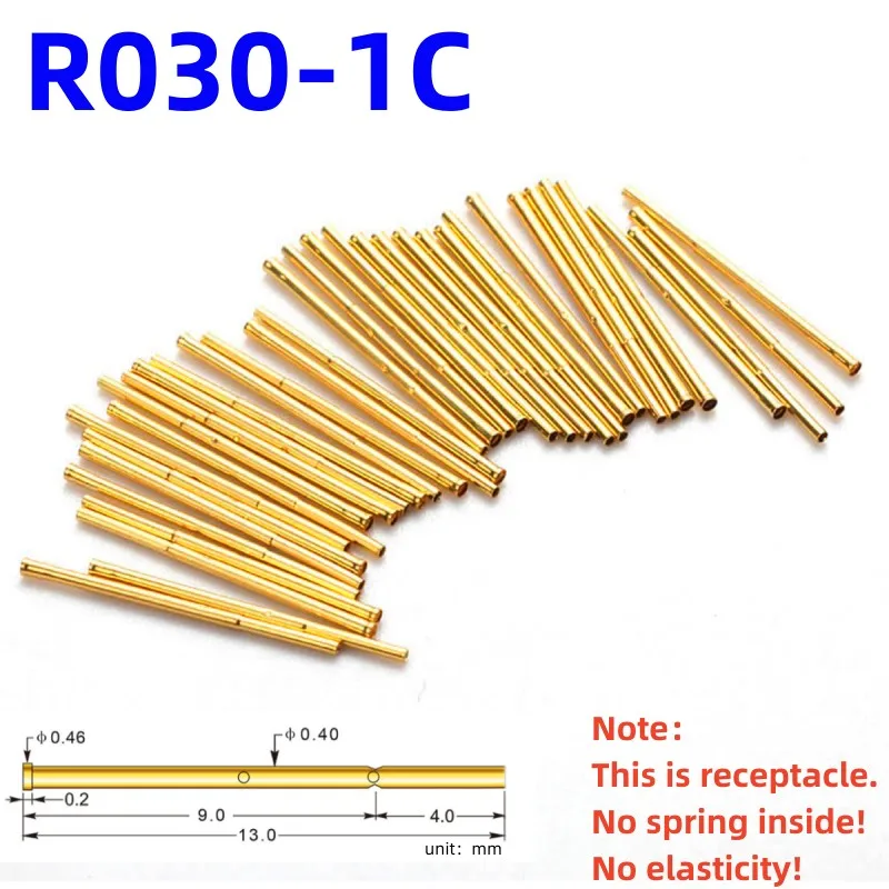 

20/100PCS R030-1C Test Pin P030-B Receptacle Brass Tube Needle Sleeve Seat Probe Sleeve Length 13mm Dia 0.40mm P030-B1 PCB Test