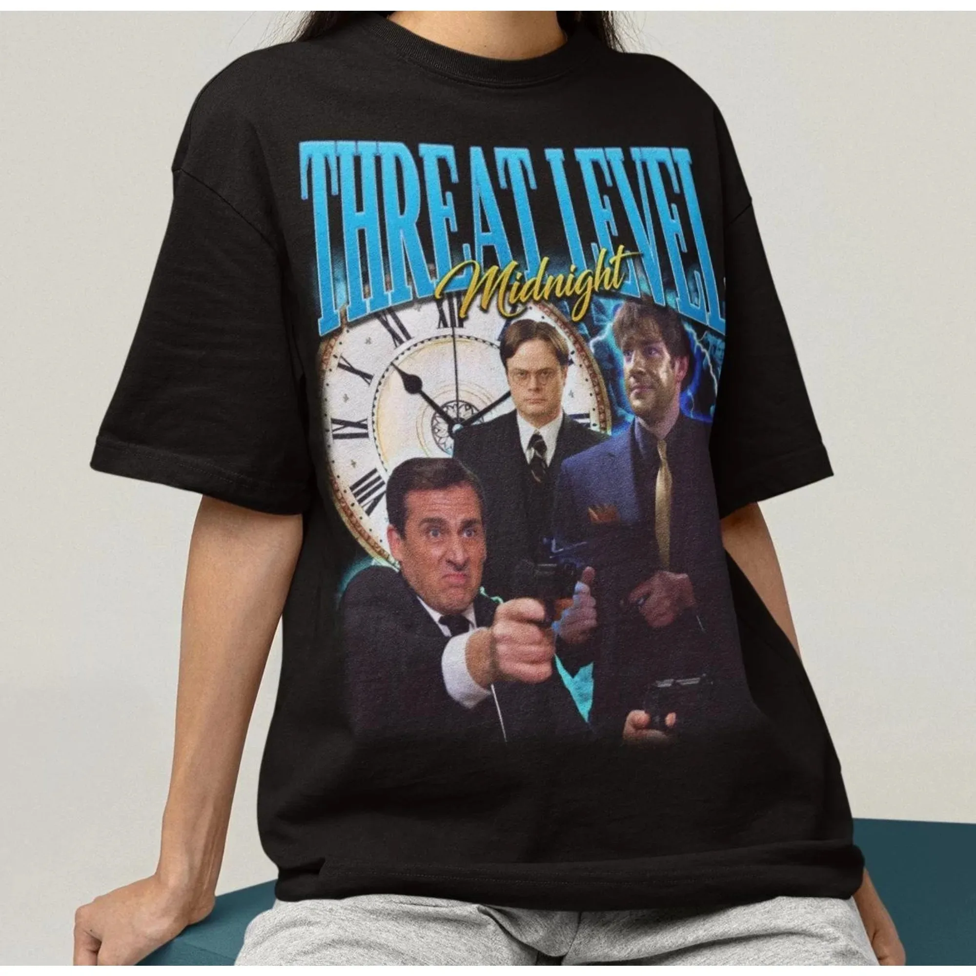 

2026 Retro The Office Funny Tee Movie Tee Men Casual Cotton Graphic Print Tshirt Short Sleeve Vintage Pop Oversized T-Shirts Top