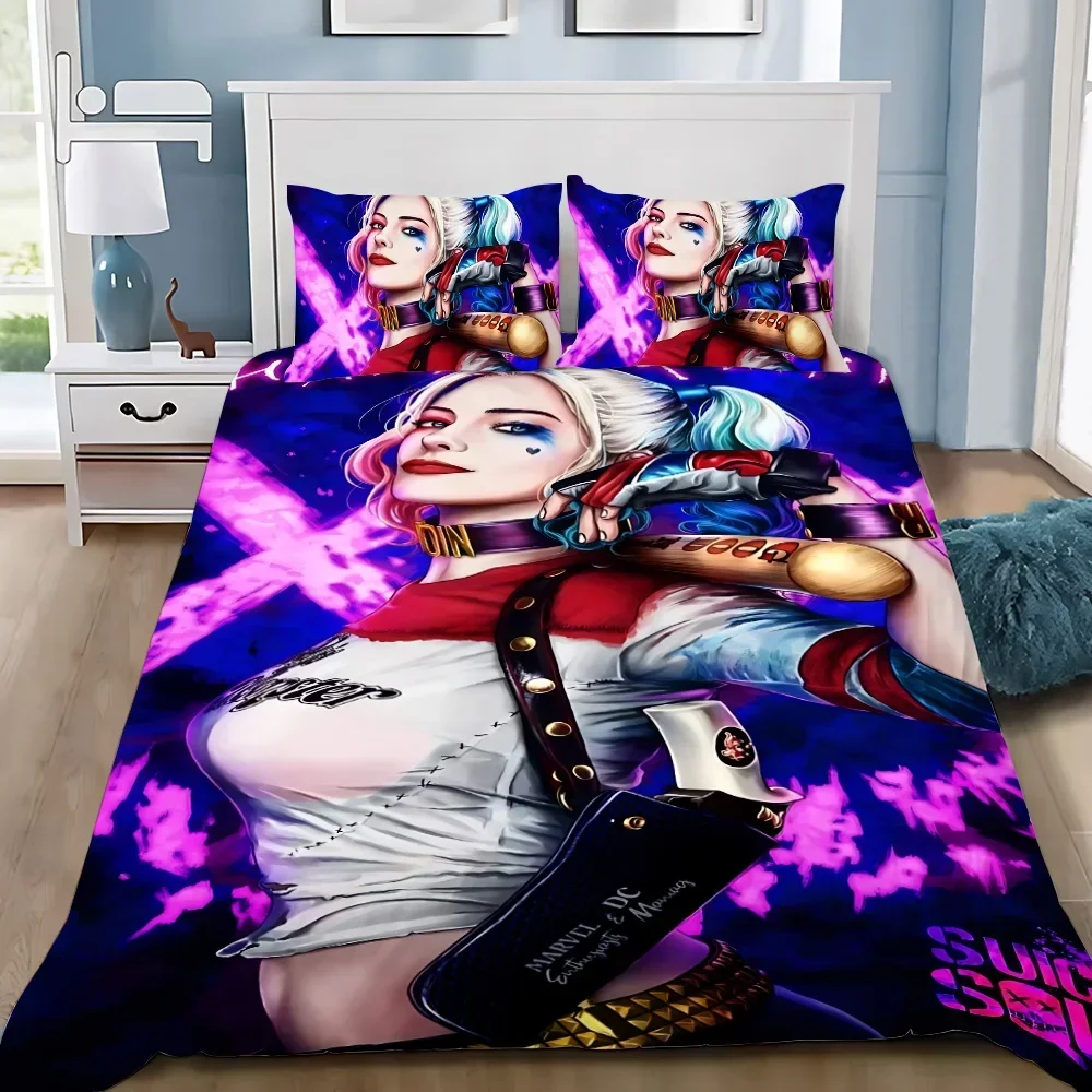 Duvet Cover Pillowcase Bedding Set Anime Funny Harleys Quinns Adult Boy Girl Bedroom Decoration Children Gift Single Double