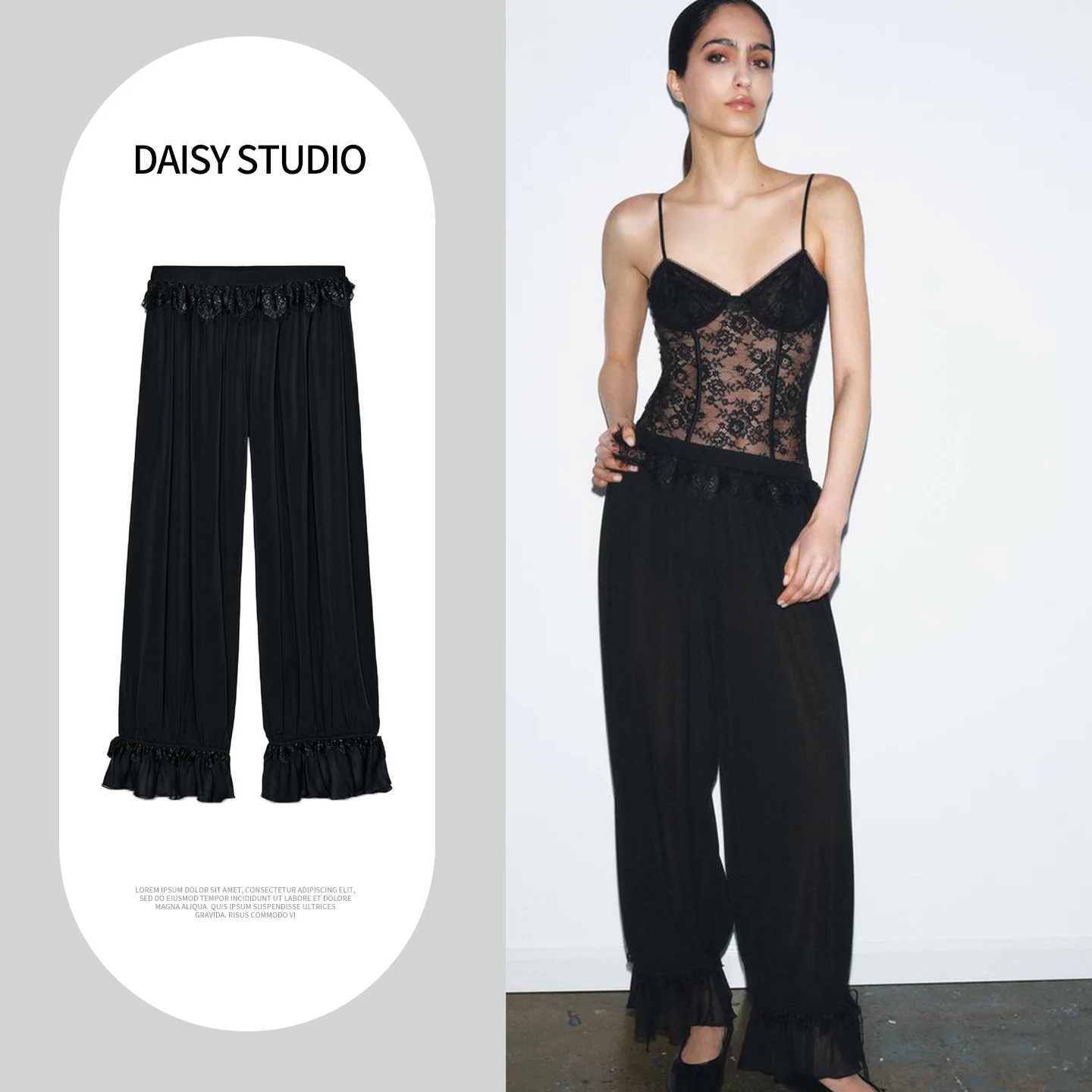 

Новинка весенней коллекции: женские брюки-фонарики из полиэстера с длинными кружевными вставками, эластичным поясом и завышенной талией, повседневные.