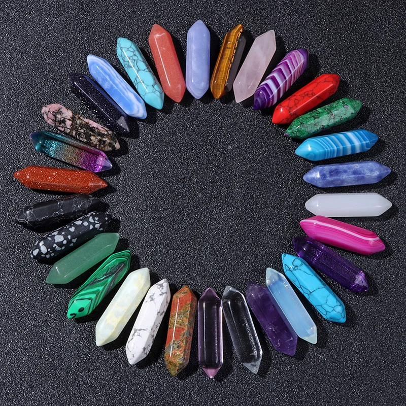 Hexagonal Column Natural Stone Healing Stone Rose Quartz Point Wand Energy Crystal Ore Mineral Crafts Home Office Decoration DIY