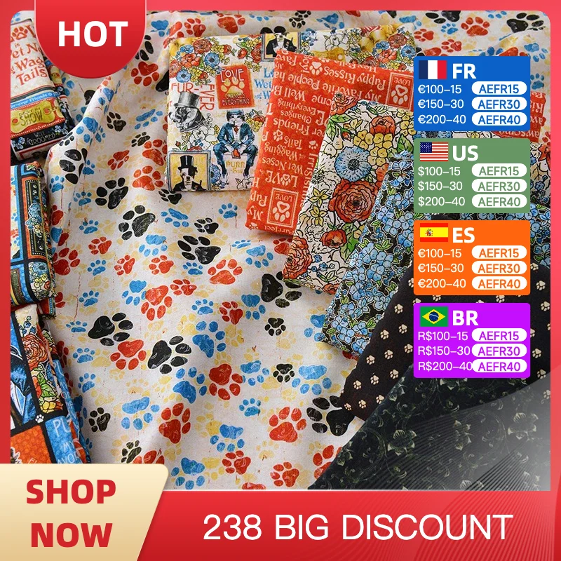 

100% cotton poplin 20S Manual DIY Digital printing decorate fabric clothing Women's dress Sling Shirt