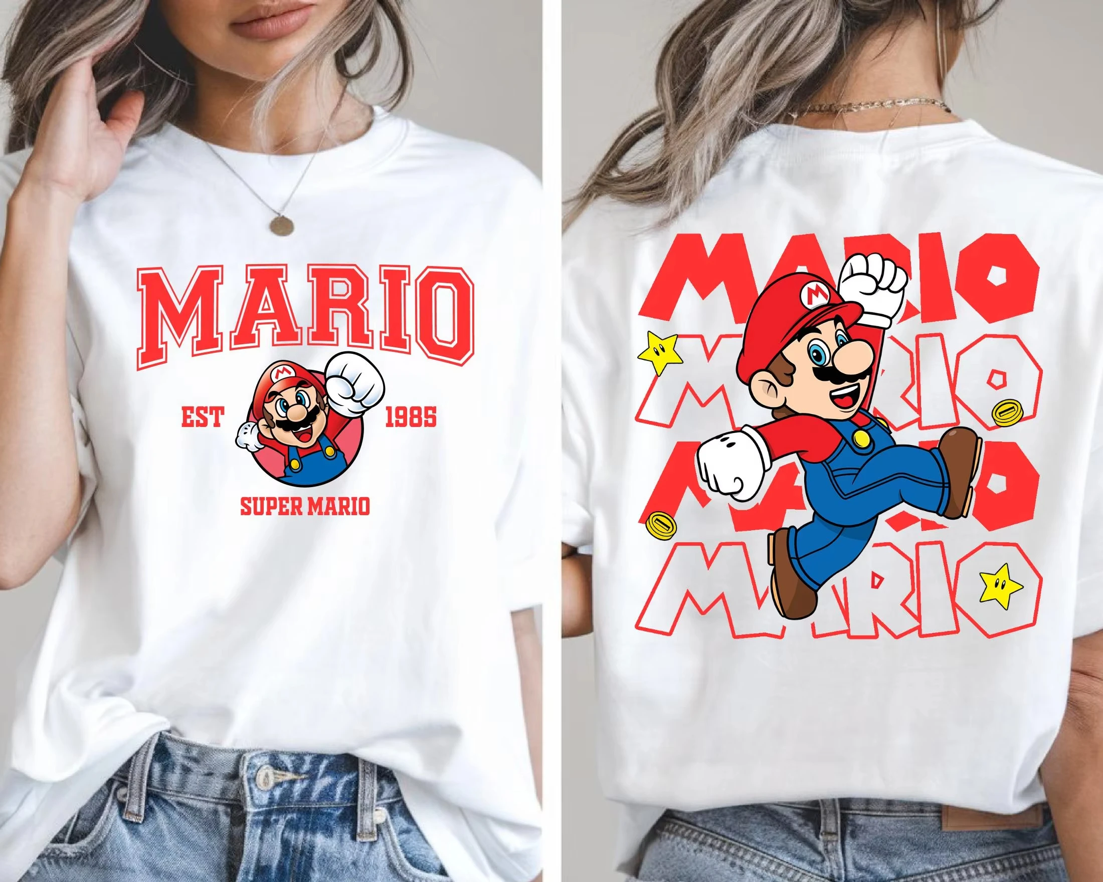 Anime Super Mario Yoshi T-Shirt Mario Bowser Peach T-Shirt 2026 Sommer Neu Herren und Damen Kinder Baumwolle Ins Y2k T-Shirt – Detail 5