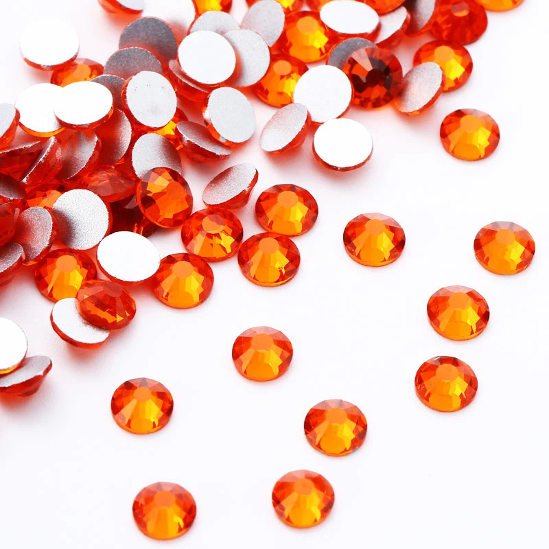 SS3-SS30 Orange Rhinestones For Nails 3d Flatback Glass Strass Non Hotfix Crystal Charm Nail Art Glitter Decorations