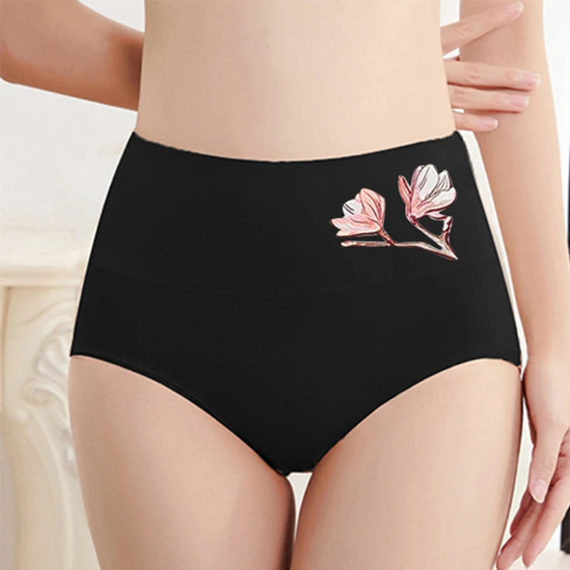 

1pcs Pure Cotton Female Underwears Womens High Waist Panties Girl Brief Sexy Lingeries Short Underpant Lady Hip Lift Print Panty