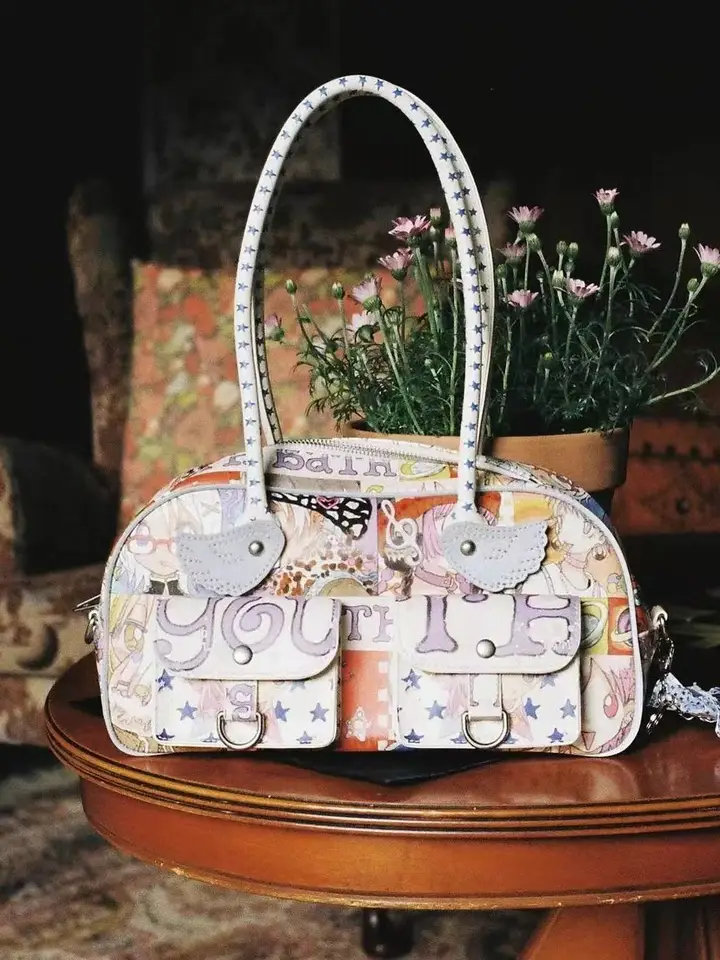 Youthbath X Oliwa Y2K Lightweight Printed Wing Boston Bag Women's