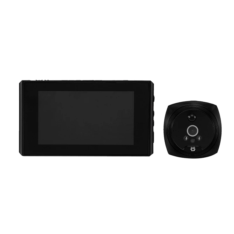 1Set PIR Door Eye Electronic Peephole Door Camera Viewer 2MP 4.5 Inch LCD Screen Black