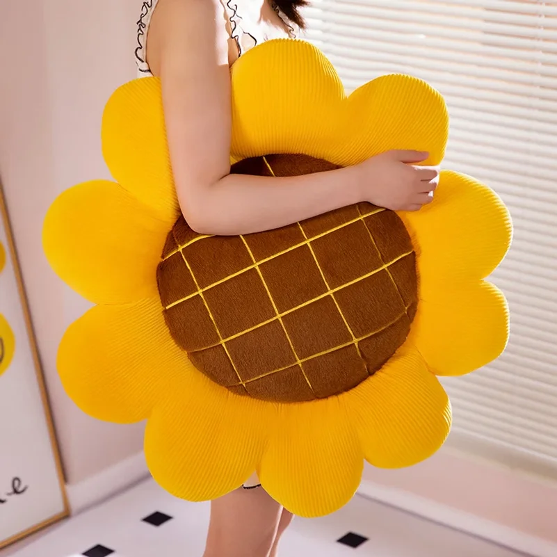 Artificial Natural Flower Sunflower Plush Doll Pillow Yellow Lifelike Flower Plush Pillow Super Soft Birthday Gift For Girls