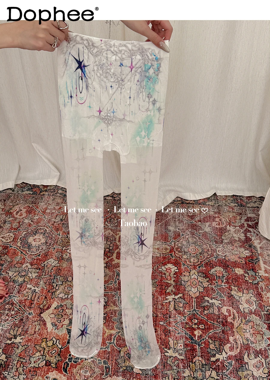 

Y2K субкультура японские оригинальные чулки со звездным принтом милые крутые горячие девушки индивидуальные тонкие базовые носки для женщин